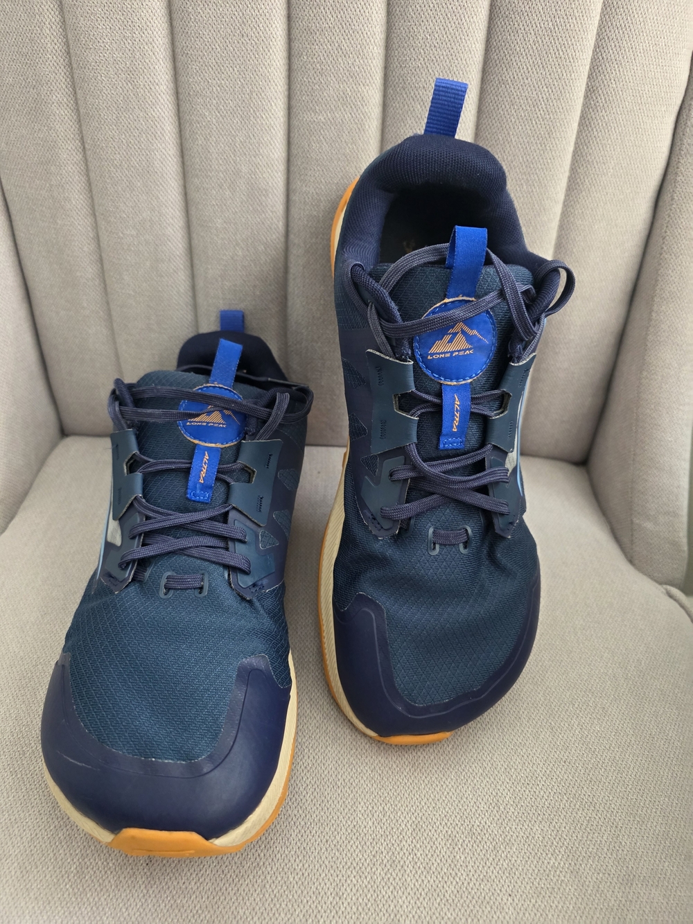 Altra Men's Lone Peak 7 Trail Running Navy and Orange Athletic Sneakers. Used.